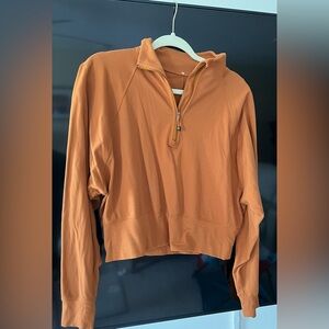 Rulu Run Lululemon Butternut Brown size 10 cropped 1/4 zip